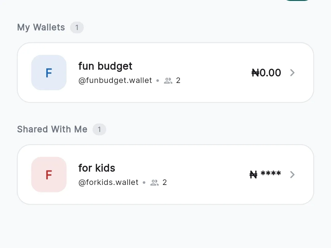 My wallets and shared wallets in the ZevPay app